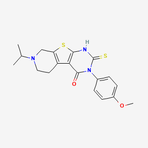 molecular formula C19H21N3O2S2 B10866542 4-(4-methoxyphenyl)-11-propan-2-yl-5-sulfanylidene-8-thia-4,6,11-triazatricyclo[7.4.0.02,7]trideca-1(9),2(7)-dien-3-one 