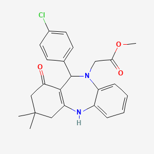 molecular formula C24H25ClN2O3 B10866547 methyl [11-(4-chlorophenyl)-3,3-dimethyl-1-oxo-1,2,3,4,5,11-hexahydro-10H-dibenzo[b,e][1,4]diazepin-10-yl]acetate 