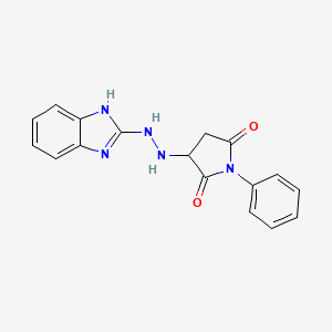 molecular formula C17H15N5O2 B10866560 3-[2-(1H-benzimidazol-2-yl)hydrazinyl]-1-phenylpyrrolidine-2,5-dione 