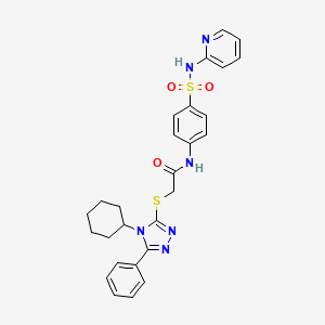 2-[(4-cyclohexyl-5-phenyl-4H-1,2,4-triazol-3-yl)sulfanyl]-N-[4-(pyridin-2-ylsulfamoyl)phenyl]acetamide