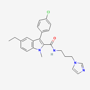 molecular formula C24H25ClN4O B10866654 3-(4-chlorophenyl)-5-ethyl-N-[3-(1H-imidazol-1-yl)propyl]-1-methyl-1H-indole-2-carboxamide 