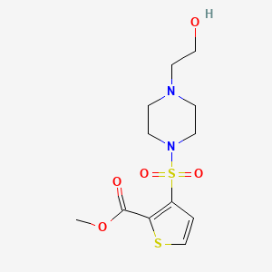 molecular formula C12H18N2O5S2 B10866670 Methyl 3-{[4-(2-hydroxyethyl)piperazin-1-yl]sulfonyl}thiophene-2-carboxylate 