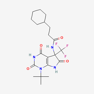 molecular formula C20H27F3N4O4 B10866757 N-[1-tert-butyl-2,4,6-trioxo-5-(trifluoromethyl)-2,3,4,5,6,7-hexahydro-1H-pyrrolo[2,3-d]pyrimidin-5-yl]-3-cyclohexylpropanamide 