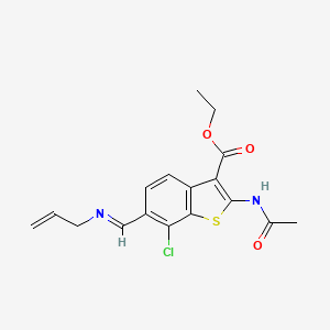 ethyl 2-(acetylamino)-7-chloro-6-[(E)-(prop-2-en-1-ylimino)methyl]-1-benzothiophene-3-carboxylate