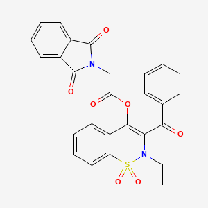 molecular formula C27H20N2O7S B10866785 2-ethyl-1,1-dioxido-3-(phenylcarbonyl)-2H-1,2-benzothiazin-4-yl (1,3-dioxo-1,3-dihydro-2H-isoindol-2-yl)acetate 