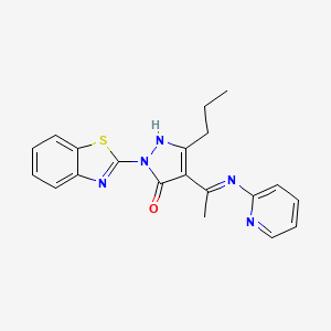 (4Z)-2-(1,3-benzothiazol-2-yl)-5-propyl-4-[1-(pyridin-2-ylamino)ethylidene]-2,4-dihydro-3H-pyrazol-3-one