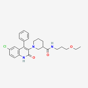 1-(6-chloro-2-oxo-4-phenyl-1,2-dihydroquinolin-3-yl)-N-(3-ethoxypropyl)piperidine-3-carboxamide