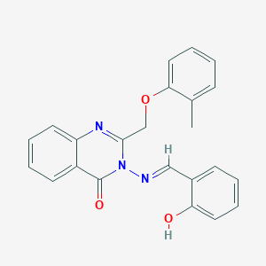 molecular formula C23H19N3O3 B10866810 3-{[(E)-(2-hydroxyphenyl)methylidene]amino}-2-[(2-methylphenoxy)methyl]quinazolin-4(3H)-one 