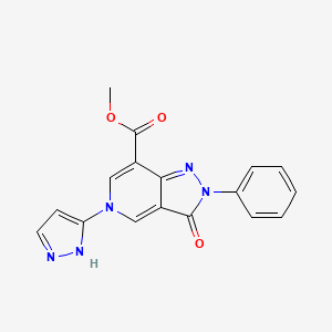 methyl 3-oxo-2-phenyl-5-(1H-pyrazol-3-yl)-3,5-dihydro-2H-pyrazolo[4,3-c]pyridine-7-carboxylate