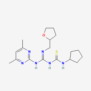 1-cyclopentyl-3-{(E)-[(4,6-dimethylpyrimidin-2-yl)amino][(tetrahydrofuran-2-ylmethyl)amino]methylidene}thiourea