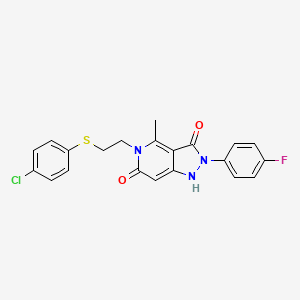 molecular formula C21H17ClFN3O2S B10866840 5-{2-[(4-chlorophenyl)sulfanyl]ethyl}-2-(4-fluorophenyl)-4-methyl-1H-pyrazolo[4,3-c]pyridine-3,6(2H,5H)-dione 