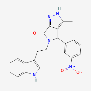 molecular formula C22H19N5O3 B10866857 5-[2-(1H-indol-3-yl)ethyl]-3-methyl-4-(3-nitrophenyl)-4,5-dihydropyrrolo[3,4-c]pyrazol-6(1H)-one 