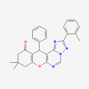 9,9-dimethyl-2-(2-methylphenyl)-12-phenyl-8,9,10,12-tetrahydro-11H-chromeno[3,2-e][1,2,4]triazolo[1,5-c]pyrimidin-11-one