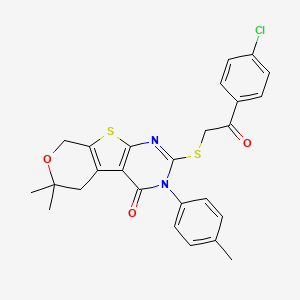 5-[2-(4-chlorophenyl)-2-oxoethyl]sulfanyl-12,12-dimethyl-4-(4-methylphenyl)-11-oxa-8-thia-4,6-diazatricyclo[7.4.0.02,7]trideca-1(9),2(7),5-trien-3-one