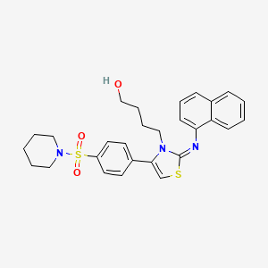 molecular formula C28H31N3O3S2 B10866981 4-[(2Z)-2-(naphthalen-1-ylimino)-4-[4-(piperidin-1-ylsulfonyl)phenyl]-1,3-thiazol-3(2H)-yl]butan-1-ol 