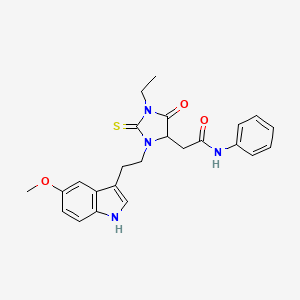 molecular formula C24H26N4O3S B10867034 2-{1-ethyl-3-[2-(5-methoxy-1H-indol-3-yl)ethyl]-5-oxo-2-thioxoimidazolidin-4-yl}-N-phenylacetamide 