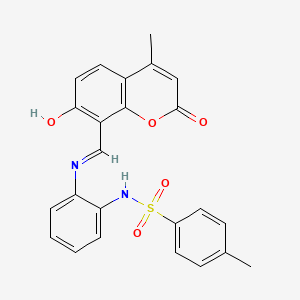 N-(2-{[(E)-(7-hydroxy-4-methyl-2-oxo-2H-chromen-8-yl)methylidene]amino}phenyl)-4-methylbenzenesulfonamide