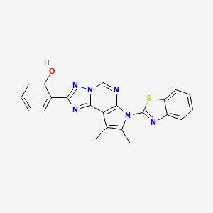 2-[7-(1,3-benzothiazol-2-yl)-8,9-dimethyl-7H-pyrrolo[3,2-e][1,2,4]triazolo[1,5-c]pyrimidin-2-yl]phenol