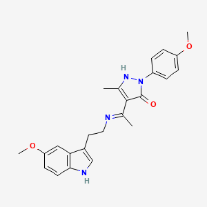 (4Z)-4-(1-{[2-(5-methoxy-1H-indol-3-yl)ethyl]amino}ethylidene)-2-(4-methoxyphenyl)-5-methyl-2,4-dihydro-3H-pyrazol-3-one