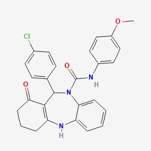 molecular formula C27H24ClN3O3 B10867129 11-(4-chlorophenyl)-N-(4-methoxyphenyl)-1-oxo-1,2,3,4,5,11-hexahydro-10H-dibenzo[b,e][1,4]diazepine-10-carboxamide 