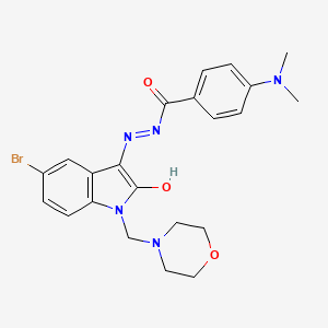 molecular formula C22H24BrN5O3 B10867145 N'-[(3Z)-5-bromo-1-(morpholin-4-ylmethyl)-2-oxo-1,2-dihydro-3H-indol-3-ylidene]-4-(dimethylamino)benzohydrazide 