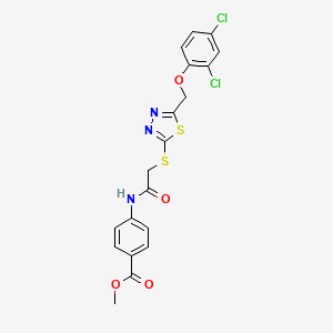 molecular formula C19H15Cl2N3O4S2 B10867157 Methyl 4-{[({5-[(2,4-dichlorophenoxy)methyl]-1,3,4-thiadiazol-2-yl}sulfanyl)acetyl]amino}benzoate 