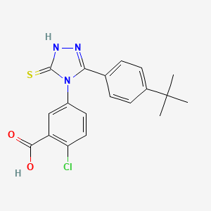 5-[3-(4-tert-butylphenyl)-5-sulfanyl-4H-1,2,4-triazol-4-yl]-2-chlorobenzoic acid