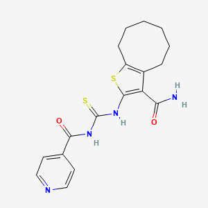 molecular formula C18H20N4O2S2 B10867205 N-[(3-carbamoyl-4,5,6,7,8,9-hexahydrocycloocta[b]thiophen-2-yl)carbamothioyl]pyridine-4-carboxamide 