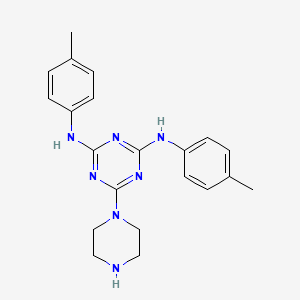 molecular formula C21H25N7 B10867243 N,N'-bis(4-methylphenyl)-6-(piperazin-1-yl)-1,3,5-triazine-2,4-diamine 