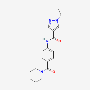 molecular formula C18H22N4O2 B10867247 1-ethyl-N-[4-(piperidin-1-ylcarbonyl)phenyl]-1H-pyrazole-4-carboxamide 