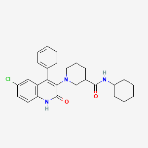 1-(6-chloro-2-oxo-4-phenyl-1,2-dihydroquinolin-3-yl)-N-cyclohexylpiperidine-3-carboxamide