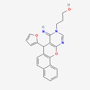 molecular formula C22H19N3O3 B10867298 3-[7-(2-Furyl)-8-imino-7H-benzo[7,8]chromeno[2,3-D]pyrimidin-9(8H)-YL]-1-propanol 