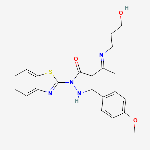 (4Z)-2-(1,3-benzothiazol-2-yl)-4-{1-[(3-hydroxypropyl)amino]ethylidene}-5-(4-methoxyphenyl)-2,4-dihydro-3H-pyrazol-3-one