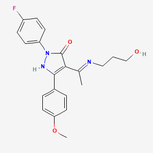 (4Z)-2-(4-fluorophenyl)-4-{1-[(3-hydroxypropyl)amino]ethylidene}-5-(4-methoxyphenyl)-2,4-dihydro-3H-pyrazol-3-one