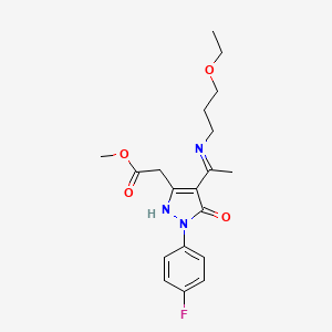 molecular formula C19H24FN3O4 B10867353 methyl [(4Z)-4-{1-[(3-ethoxypropyl)amino]ethylidene}-1-(4-fluorophenyl)-5-oxo-4,5-dihydro-1H-pyrazol-3-yl]acetate 