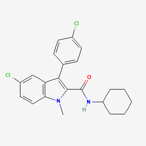 molecular formula C22H22Cl2N2O B10867384 5-chloro-3-(4-chlorophenyl)-N-cyclohexyl-1-methyl-1H-indole-2-carboxamide 