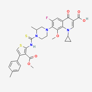 1-Cyclopropyl-6-fluoro-1,4-dihydro-8-methoxy-7-[4-[[[3-(methoxycarbonyl)-4-(4-methylphenyl)-2-thienyl]amino]thioxomethyl]-3-methyl-1-piperazinyl]-4-oxo-3-quinolinecarboxylic acid