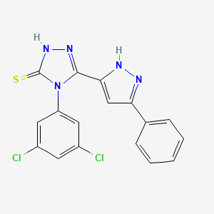 molecular formula C17H11Cl2N5S B10867396 4-(3,5-dichlorophenyl)-5-(3-phenyl-1H-pyrazol-5-yl)-4H-1,2,4-triazole-3-thiol 