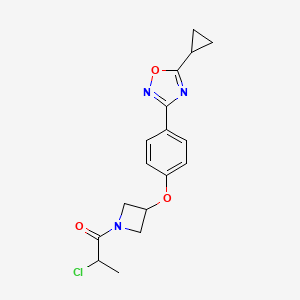 molecular formula C17H18ClN3O3 B10867415 2-Chloro-1-(3-(4-(5-cyclopropyl-1,2,4-oxadiazol-3-yl)phenoxy)azetidin-1-yl)propan-1-one 