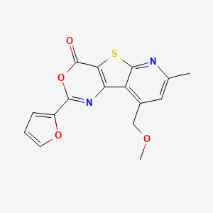 4-(furan-2-yl)-13-(methoxymethyl)-11-methyl-5-oxa-8-thia-3,10-diazatricyclo[7.4.0.02,7]trideca-1(13),2(7),3,9,11-pentaen-6-one