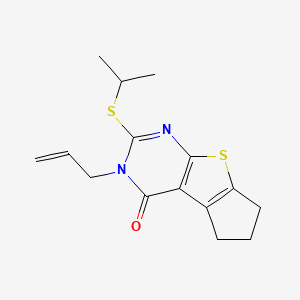 2-(propan-2-ylsulfanyl)-3-(prop-2-en-1-yl)-3,5,6,7-tetrahydro-4H-cyclopenta[4,5]thieno[2,3-d]pyrimidin-4-one