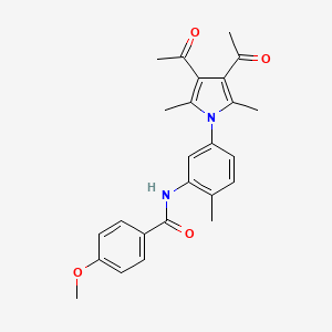 molecular formula C25H26N2O4 B10867458 N-[5-(3,4-diacetyl-2,5-dimethyl-1H-pyrrol-1-yl)-2-methylphenyl]-4-methoxybenzamide 