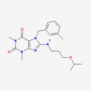 molecular formula C21H29N5O3 B10867463 8-[(3-isopropoxypropyl)amino]-1,3-dimethyl-7-(3-methylbenzyl)-3,7-dihydro-1H-purine-2,6-dione 