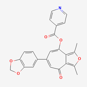 molecular formula C24H17NO6 B10867476 6-(1,3-benzodioxol-5-yl)-1,3-dimethyl-4-oxo-4H-cyclohepta[c]furan-8-yl pyridine-4-carboxylate 