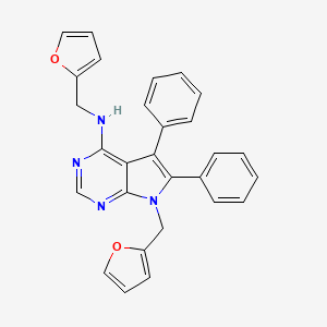 molecular formula C28H22N4O2 B10867532 N,7-bis(furan-2-ylmethyl)-5,6-diphenyl-7H-pyrrolo[2,3-d]pyrimidin-4-amine 