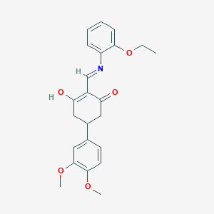 molecular formula C23H25NO5 B10867574 5-(3,4-Dimethoxyphenyl)-2-{[(2-ethoxyphenyl)amino]methylidene}cyclohexane-1,3-dione 