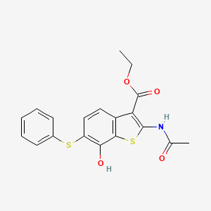 molecular formula C19H17NO4S2 B10867575 Ethyl 2-(acetylamino)-7-hydroxy-6-(phenylsulfanyl)-1-benzothiophene-3-carboxylate 