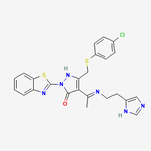 (4Z)-2-(1,3-benzothiazol-2-yl)-5-{[(4-chlorophenyl)sulfanyl]methyl}-4-(1-{[2-(1H-imidazol-4-yl)ethyl]amino}ethylidene)-2,4-dihydro-3H-pyrazol-3-one