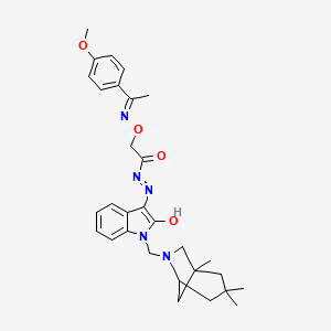 2-({[(1E)-1-(4-methoxyphenyl)ethylidene]amino}oxy)-N'-{(3Z)-2-oxo-1-[(1,3,3-trimethyl-6-azabicyclo[3.2.1]oct-6-yl)methyl]-1,2-dihydro-3H-indol-3-ylidene}acetohydrazide