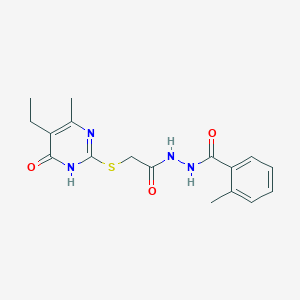 N'-{[(5-ethyl-4-hydroxy-6-methylpyrimidin-2-yl)sulfanyl]acetyl}-2-methylbenzohydrazide